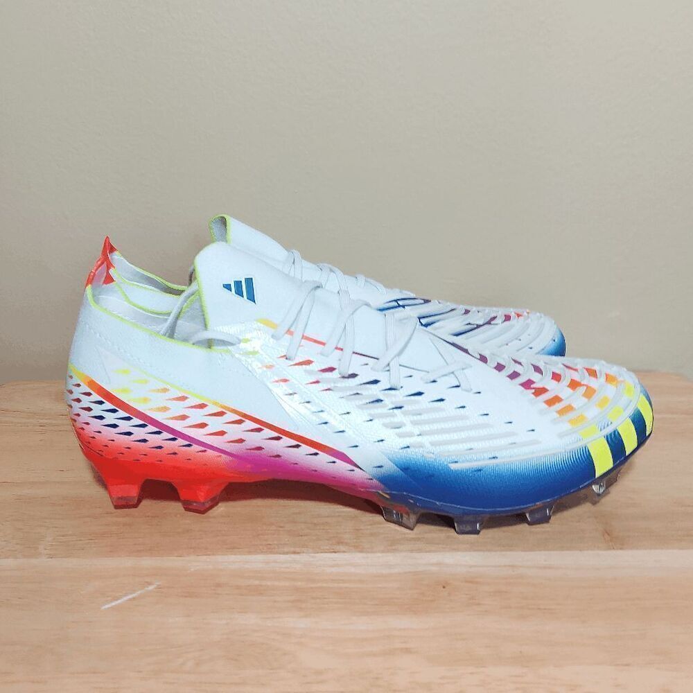 Adidas Predator Edge.1 L AG Soccer Cleats White Multicolor GZ6107 Men's Size 8.5